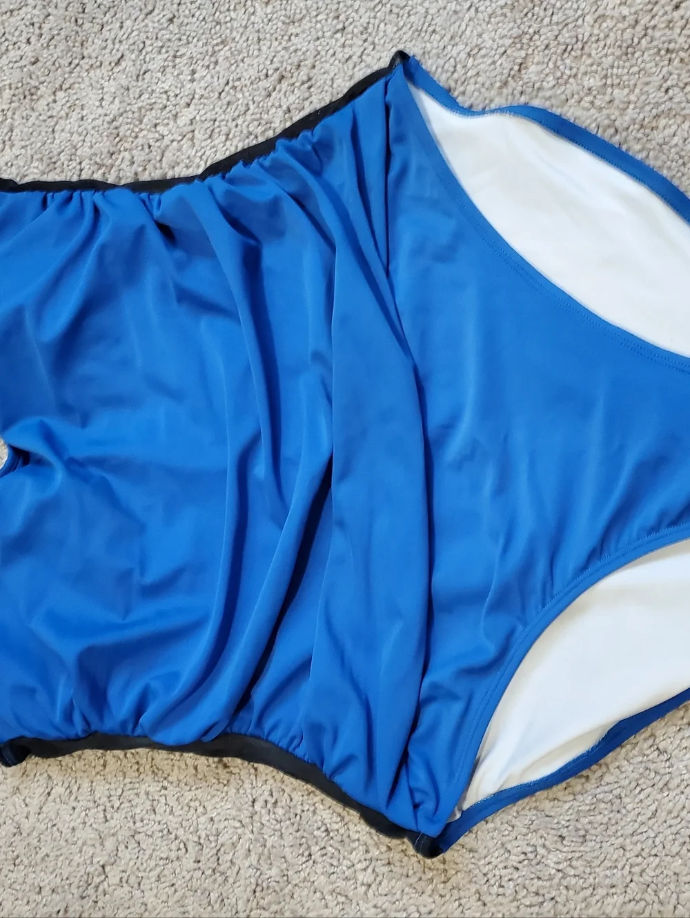 DKNY Blue One Piece Ruched Conservative Swim Suit Size 14 - Picture 5 of 9